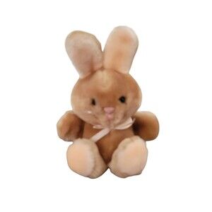 Vintage 1983 Dakin 7" Tan Bunny Rabbit Plush Pink Ears Stuffed Animal Korea